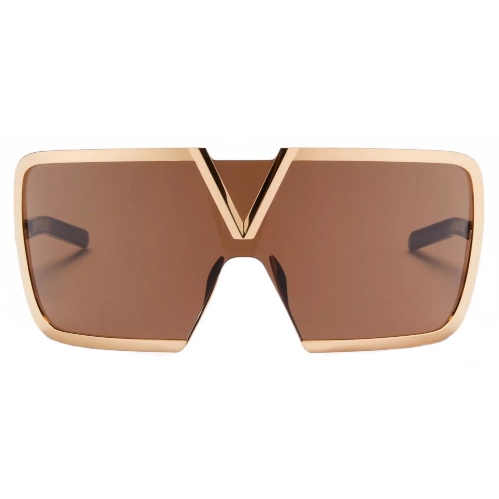 Valentino Iconic V-Romask Sunglasses – Oversized Light Gold Frame, Unisex